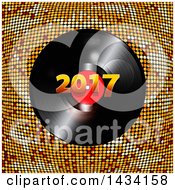 Poster, Art Print Of 3d Music Vinyl Record Album With 2017 Over Golden Mosaic