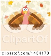 Flat Design Style Clipart Of A Turkey Bird Over A Sign With Autumn Leaves Royalty Free Vector Illustration