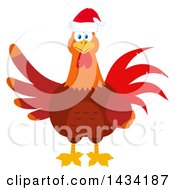 Poster, Art Print Of Christmas Chicken Rooster Bird Wearing A Santa Hat