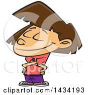 Clipart Of A Cartoon White Girl Giving Herself A Hug Royalty Free Vector Illustration