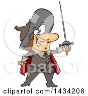 Cartoon Musketeer Holding A Sword