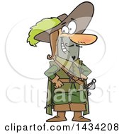 Cartoon Musketeer Standing With Hands On His Hips