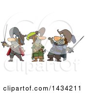 Poster, Art Print Of Cartoon Group Of The Three Musketeers