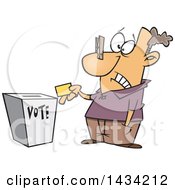 Poster, Art Print Of Cartoon White Man With A Clip On His Nose Casting His Vote