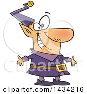 Clipart Of A Cartoon Happy Christmas Elf In A Purple Suit Royalty Free Vector Illustration