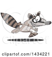 Clipart Of A Cartoon Happy Raccoon Running Royalty Free Vector Illustration