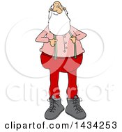 Poster, Art Print Of Cartoon Christmas Santa Claus Pulling On His Suspenders