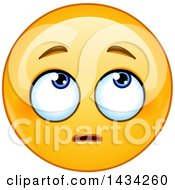 Poster, Art Print Of Cartoon Annoyed Yellow Emoji Smiley Face Emoticon Rolling His Eyes
