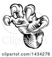 Clipart Of Black And White Woodcut Dragon Claws Royalty Free Vector Illustration