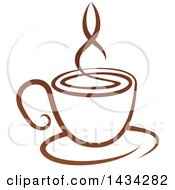 Brown Steamy Coffee Cup On A Saucer