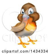 Clipart Of A Cute Robin Bird Royalty Free Vector Illustration by AtStockIllustration