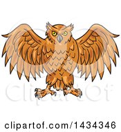 Poster, Art Print Of Sketched Angry Owl With His Wings Open