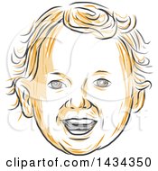 Clipart Of A Retro Sketched Boys Face Royalty Free Vector Illustration