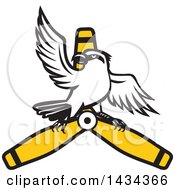 Poster, Art Print Of Retro Shrike Bird On A Propeller Blade