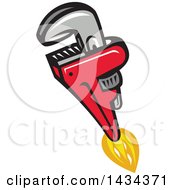 Clipart Of A Pipe Monkey Wrench Rocket In Flight Royalty Free Vector Illustration