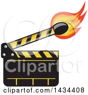 Poster, Art Print Of Retro Clapper Board With A Lit Match Stick