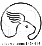 Clipart Of A Retro Black And White Rabbit With A Wing Ear Royalty Free Vector Illustration