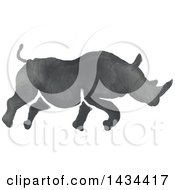 Poster, Art Print Of Watercolor Rhinoceros Running