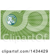 Clipart Of A Retro Man Cronus Holding A Scythe And Green Rays Background Or Business Card Design Royalty Free Illustration by patrimonio