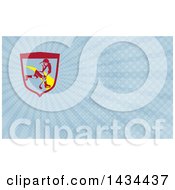 Clipart Of A Retro Ice Hockey Player In Action Inside A Shield And Blue Rays Background Or Business Card Design Royalty Free Illustration