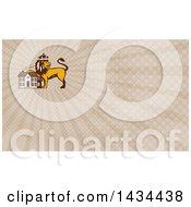 Poster, Art Print Of Retro Crowned King Lion Resting A Paw On A House And Brown Rays Background Or Business Card Design