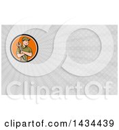 Clipart Of A Retro Cartoon White Handy Man Or Mechanic Holding A Spanner Wrench In Folded Arms And Gray Rays Background Or Business Card Design Royalty Free Illustration