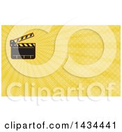 Poster, Art Print Of Retro Clapperboard And Yellow Rays Background Or Business Card Design