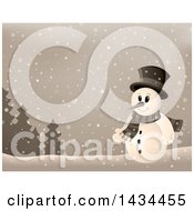 Poster, Art Print Of Sepia Toned Snowman In The Snow