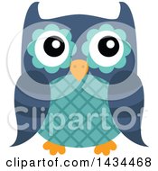 Clipart Of A Blue And Turquoise Owl Royalty Free Vector Illustration