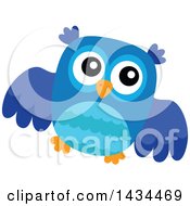 Clipart Of A Blue Owl Royalty Free Vector Illustration