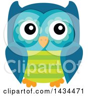 Clipart Of A Blue And Green Owl Royalty Free Vector Illustration