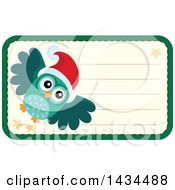 Clipart Of A Christmas Owl Tag Or Label Royalty Free Vector Illustration by visekart