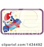 Clipart Of A Christmas Owl Tag Or Label Royalty Free Vector Illustration