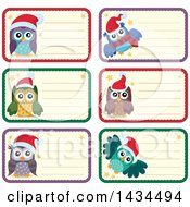 Clipart Of Christmas Owl Tags Or Labels Royalty Free Vector Illustration by visekart