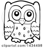 Clipart Of A Black And White Lineart Sketched Owl Royalty Free Vector Illustration