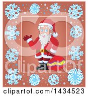 Poster, Art Print Of Christmas Santa Inside A Snowflake Frame