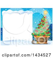 Poster, Art Print Of Christmas Tree In A Sleigh By A Blank Sign