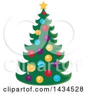 Poster, Art Print Of Christmas Tree With Colorful Ornaments