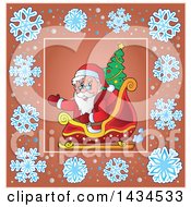 Poster, Art Print Of Christmas Santa Inside A Snowflake Frame