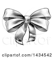 Black And White Vintage Woodcut Or Etched Gift Bow