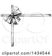 Clipart Of A Black And White Vintage Woodcut Or Engraved Gift Bow And Ribbons Royalty Free Vector Illustration