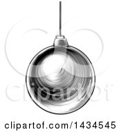 Poster, Art Print Of Black And White Vintage Woodcut Or Engraved Suspended Christmas Bauble Ornament
