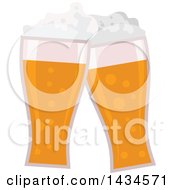 Clipart Of Clinking Glasses Of Beer Royalty Free Vector Illustration