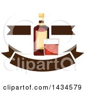 Poster, Art Print Of Bottle And Glass Of Whiskey With Banners