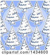 Poster, Art Print Of Seamless Background Pattern Of Evergreen Trees