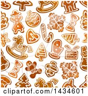 Clipart Of A Seamless Background Pattern Of Gingerbread Cookies Royalty Free Vector Illustration