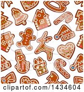 Clipart Of A Seamless Background Pattern Of Gingerbread Cookies Royalty Free Vector Illustration
