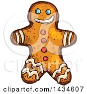 Poster, Art Print Of Sketched Gingerbread Man Cookie
