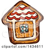 Sketched Gingerbread House Cookie