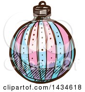 Clipart Of A Sketched Christmas Bauble Ornament Royalty Free Vector Illustration